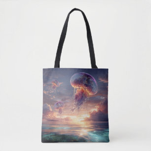 Bolso De Tela Medusas Brillantes en Cielos de Puesta de Sol