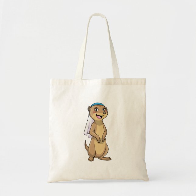 Bolso De Tela Meerkat como novia con velo (Frente)