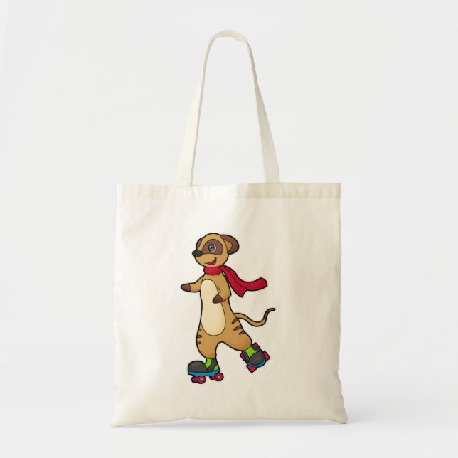 Bolso De Tela Meerkat como patinador con patines (Frente)