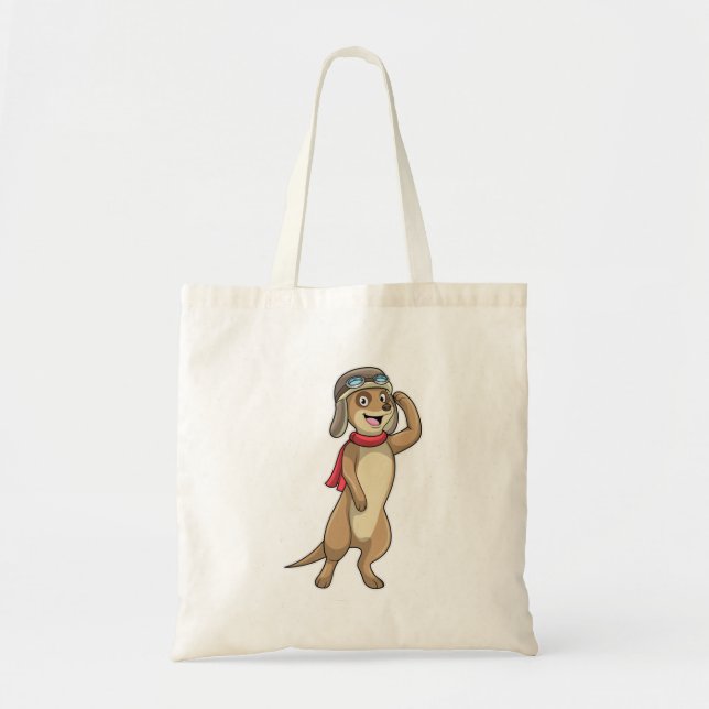 Bolso De Tela Meerkat como piloto con gorra piloto (Frente)