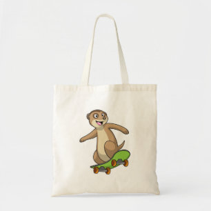 Bolso De Tela Meerkat como Skater con Skateboard