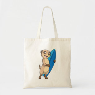 Bolso De Tela Meerkat como surfista con Surfboard