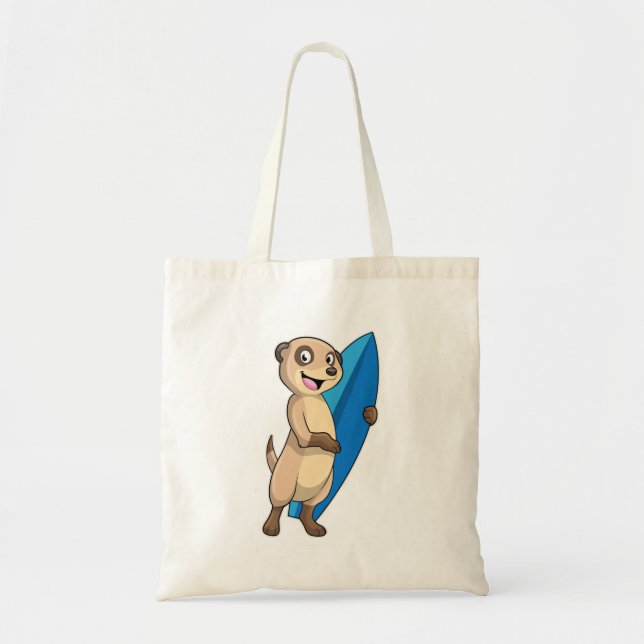 Bolso De Tela Meerkat como surfista con Surfboard (Frente)