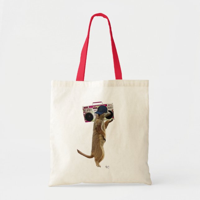 Bolso De Tela Meerkat con caja de boom Getto Blaster 2 (Frente)