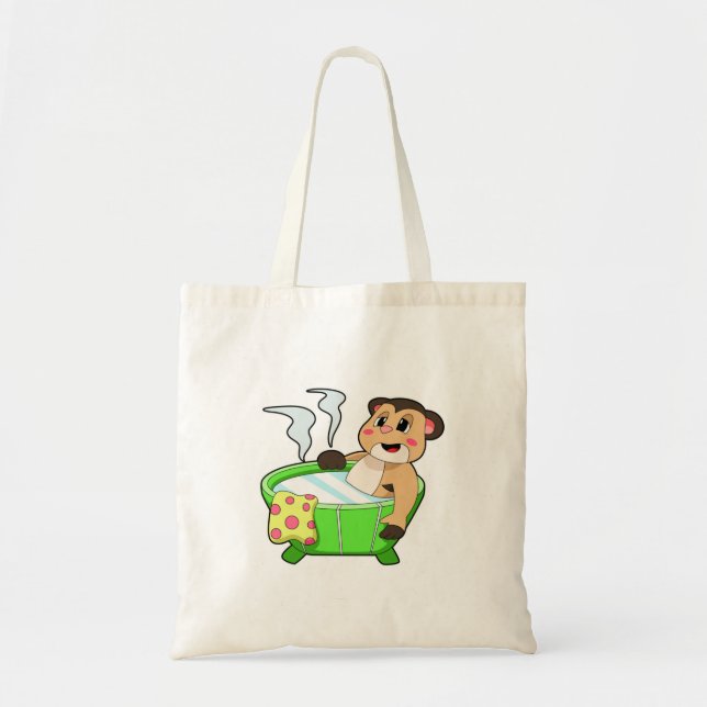 Bolso De Tela Meerkat en bañarse en bañera (Frente)