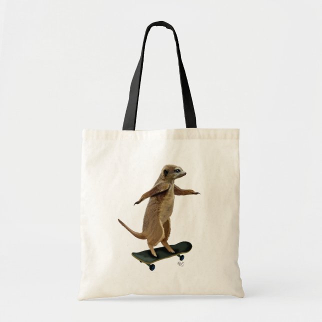 Bolso De Tela Meerkat En Skateboard 2 (Frente)