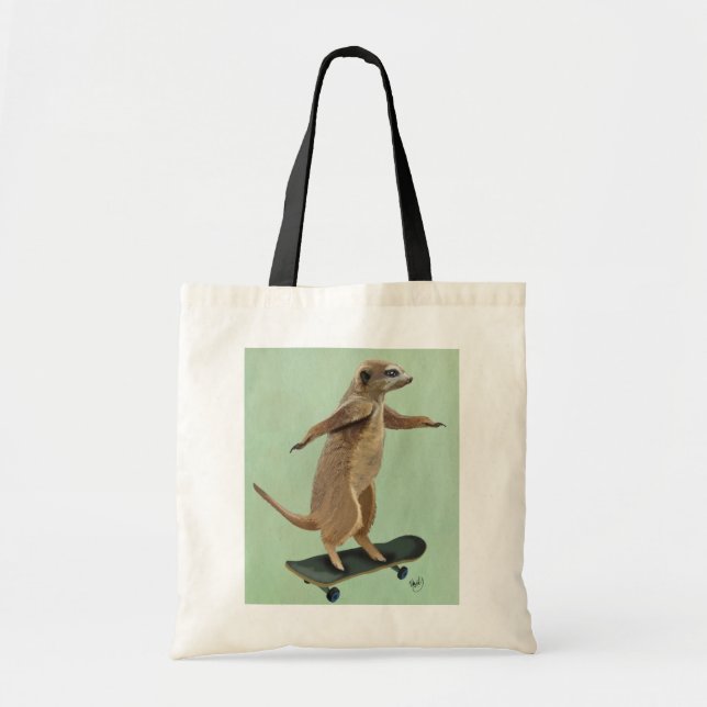 Bolso De Tela Meerkat En Skateboard 3 (Frente)