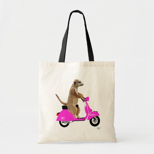 Bolso De Tela Meerkat sobre el ciclomotor rosado (Frente)