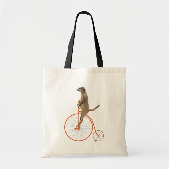 Bolso De Tela Meerkat sobre la Naranja Penny Farthing (Frente)