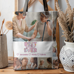 Bolso De Tela Mejor Abuela del Mundo Floral 6 Fotos Collage