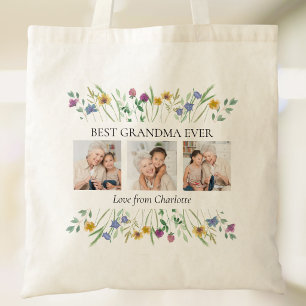 Bolso De Tela Mejor Abuela del Mundo Foto Floral