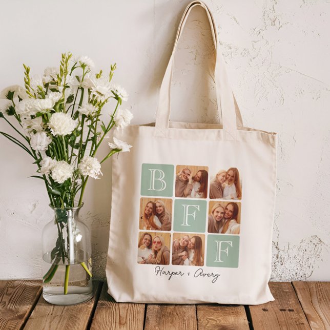 Bolso De Tela Mejor Amigos Personalizados Para Siempre 6 Collage (Celebrate your unbreakable bond with this "Best Friends Forever" photo tote bag! )