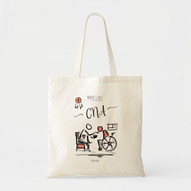 Bolso De Tela Mejor CNA del mundo: regalo de asistente de enferm (Frente)