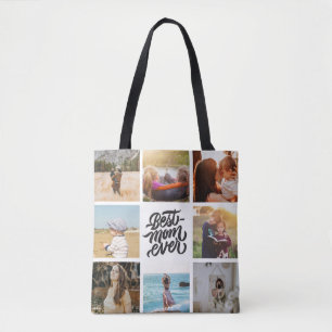 Bolso De Tela Mejor Collage de fotos personalizado de mamá de t