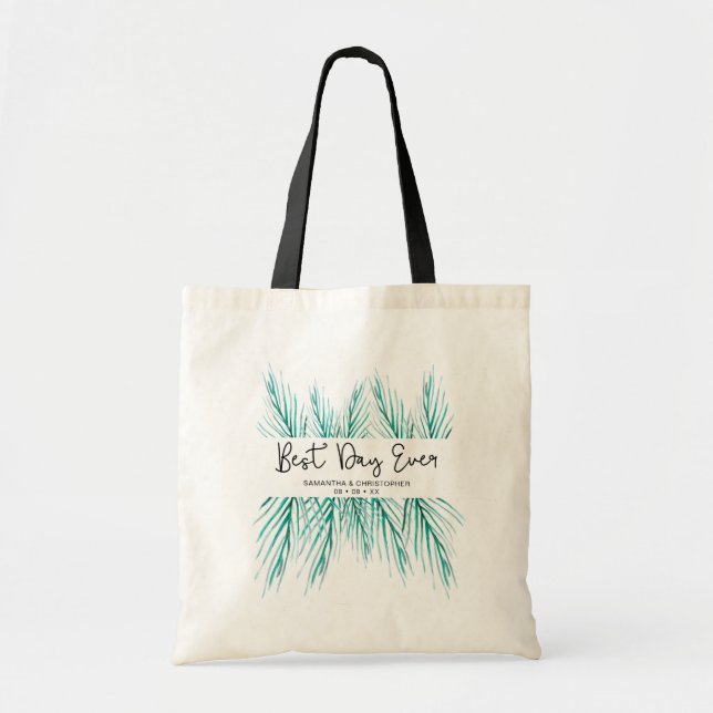 Bolso De Tela Mejor Día de Boda de Playa Personalizada (Frente)