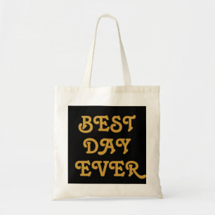 Bolso De Tela Mejor Día Oro y Negro