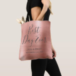 Bolso De Tela Mejor Día Rosa Oro Rubor Rosa<br><div class="desc">Mejor Día Boda de la Historia Moderno Girly Metálico Cepillado Metalizado Rosa Oro Rubor Bolsa Fiesta Rosa que son perfectas para un Rosa de oro o Boda rosado de Rubor o ducha de novias. Este bolso de fiesta es perfecto para un regalo de Boda de ducha de novia. Si necesita...</div>