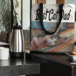 Bolso De Tela Mejor foto de papá de gato: texto negro