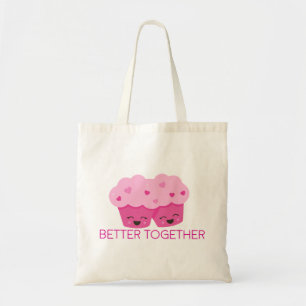 Bolso De Tela Mejor Juntos Dos Cupcakes Rosa San Valentín