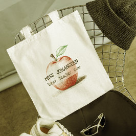 Bolso De Tela Mejor maestro de Apple rojo con la mano