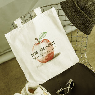 Bolso De Tela Mejor maestro de Apple rojo con la mano