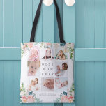 Bolso De Tela MEJOR MAMÁ CADA 8 Collages de fotos Personalizado<br><div class="desc">Cree una bolsa de memoria fotográfica para el MEJOR MOM EVER utilizando esta plantilla de collage de fotos fácil de cargar con 8 fotos acentuadas con flores de guisantes color rosa, rosa rosa y rosa rubor y texto editable gris en su elección de colores de fondo. El diseño está duplicado...</div>