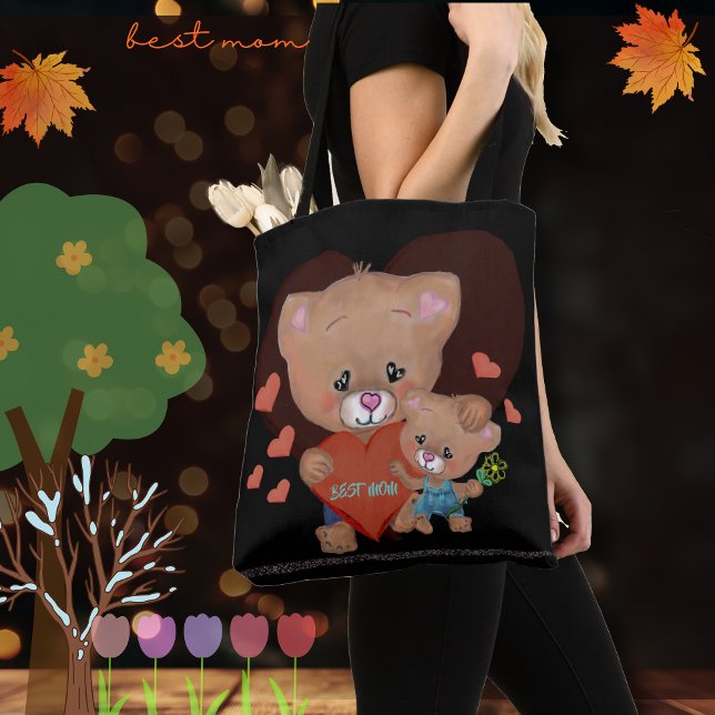 Bolso De Tela MEJOR MAMÁ con TEDDY (BEST MOM wiht TEDDY Tote Bag)