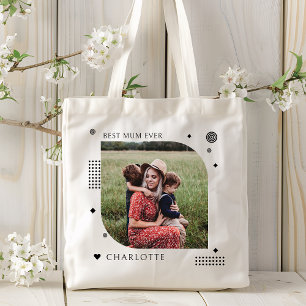 Bolso De Tela Mejor Mamá de todos los nombres Foto Trendy Simple