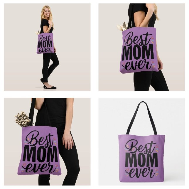Bolso De Tela Mejor Mamá del Día Feliz de la Madre (Best Mom Ever Stylish Happy Mother's Day Tote Bags)