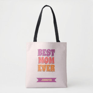 Bolso De Tela Mejor Mamá del Mundo Nombre Personalizado Colorido