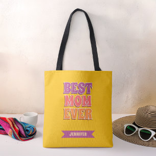 Bolso De Tela Mejor Mamá del Mundo Retro Nombre Personalizado Co