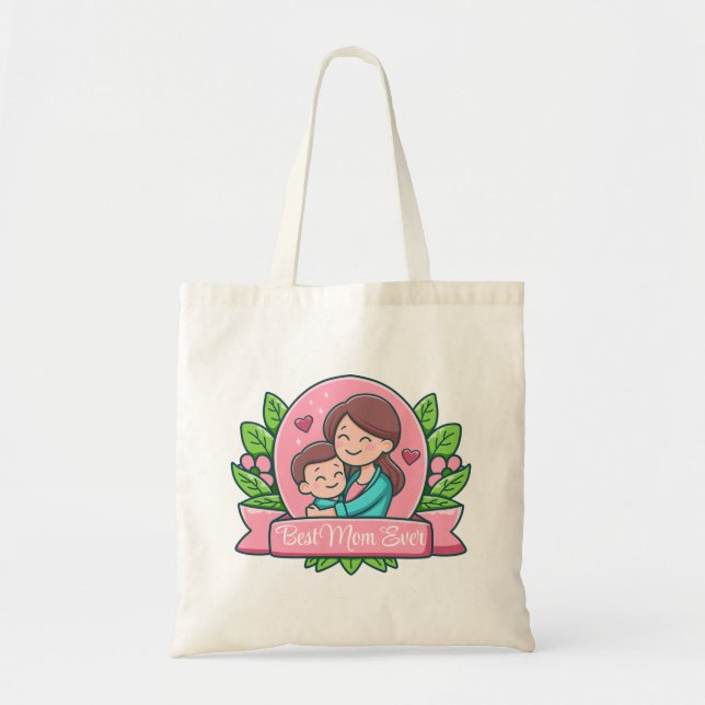 Bolso De Tela Mejor Mamá, Mamá Y Niño, Personalizado (Frente)