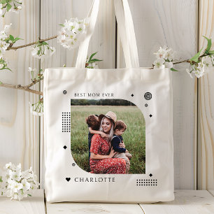 Bolso De Tela Mejor Mamá Nombre Foto Trendy Simple Moderna