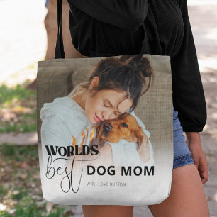 Bolso De Tela Mejor Mamá Perro del Mundo Foto Personalizada