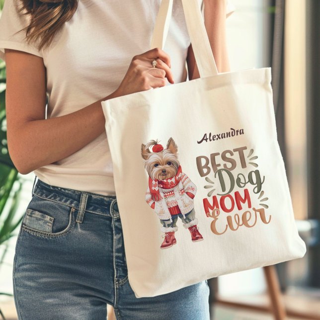 Bolso De Tela Mejor Mamá Perro Yorkie Personalizado (Subido por el creador)