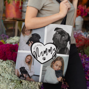 Bolso De Tela Mejor Mamá Perruna 4 Collage de Fotos Personalizad
