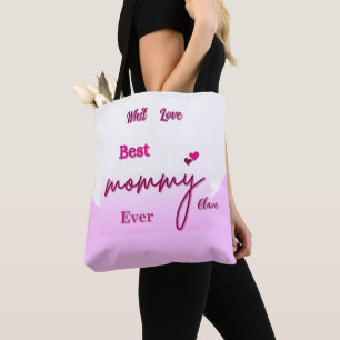 Bolso De Tela MEJOR MAMA PERSONALIZADA DE TODO color rosa y rosa