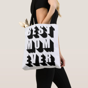 Bolso De Tela Mejor Mamá siempre blanco negro tipografía diverti