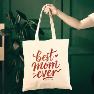 Bolso De Tela Mejor Mamá Simple Moderno Chic Marrón Caligrafía