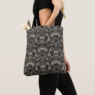 Bolso De Tela Mejor patrón de Damasco ornamental sin costuras