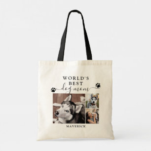 Bolso De Tela Mejor Perro del Mundo Mamá Paw Imprime Script 3 Fo