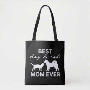 Bolso De Tela Mejor Perro Y Gato Mamá Regalo Loco Gato Dama Perr