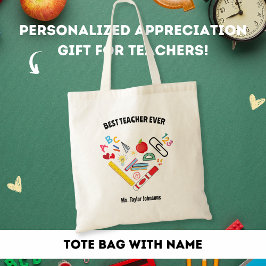 Bolso De Tela Mejor profesor de corazón escolar gracias regalo