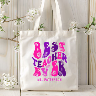 Bolso De Tela Mejor profesor de escritura de flores moderna Nomb