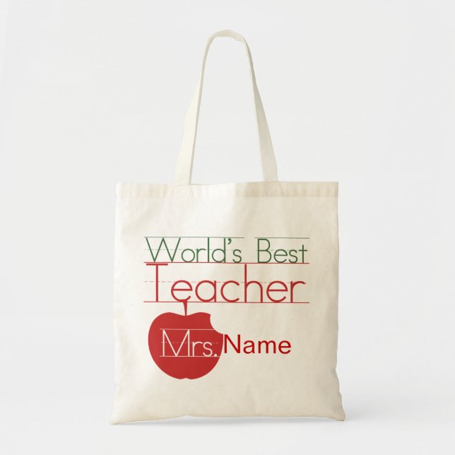 Bolso De Tela Mejor Profesor de Mundos Personalizados (Frente)