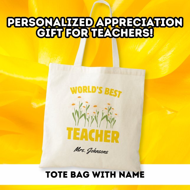 Bolso De Tela Mejor profesor del mundo gracias Personalizado Tot (Subido por el creador)