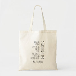 Bolso De Tela Mejor Profesor Escrito a Mano Agradecimiento