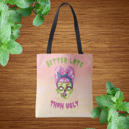 Bolso De Tela Mejor tardío que Tote facial zombi feo