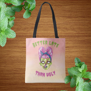 Bolso De Tela Mejor tardío que Tote facial zombi feo