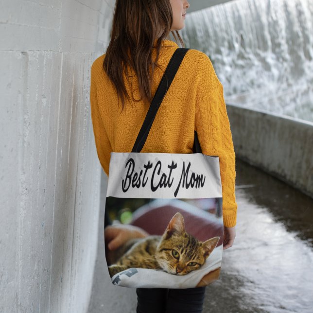 Bolso De Tela Mejor texto para mamá de gato - Negro (Subido por el creador)